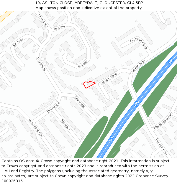 19, ASHTON CLOSE, ABBEYDALE, GLOUCESTER, GL4 5BP: Location map and indicative extent of plot