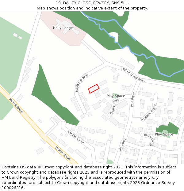 19, BAILEY CLOSE, PEWSEY, SN9 5HU: Location map and indicative extent of plot