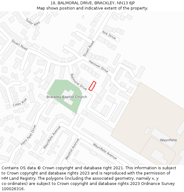 19, BALMORAL DRIVE, BRACKLEY, NN13 6JP: Location map and indicative extent of plot