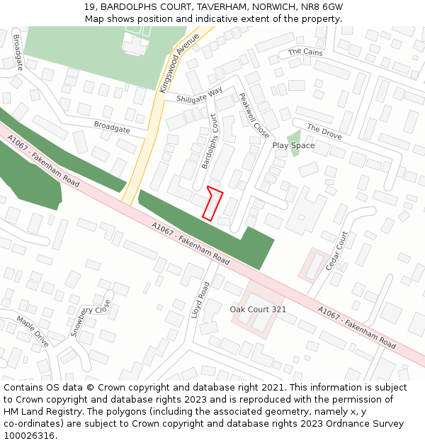 19, BARDOLPHS COURT, TAVERHAM, NORWICH, NR8 6GW: Location map and indicative extent of plot