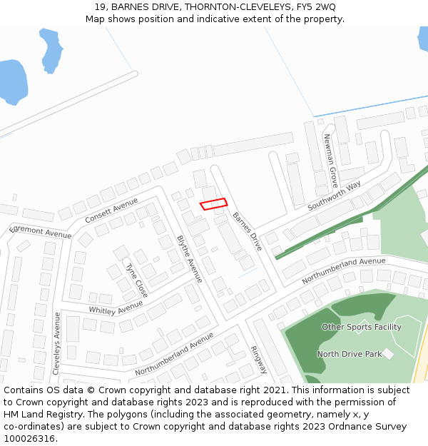 19, BARNES DRIVE, THORNTON-CLEVELEYS, FY5 2WQ: Location map and indicative extent of plot
