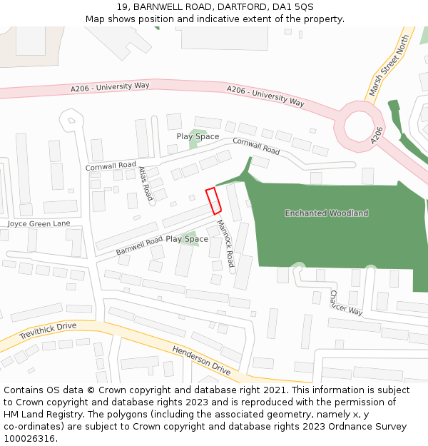 19, BARNWELL ROAD, DARTFORD, DA1 5QS: Location map and indicative extent of plot