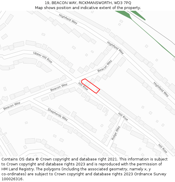 19, BEACON WAY, RICKMANSWORTH, WD3 7PQ: Location map and indicative extent of plot