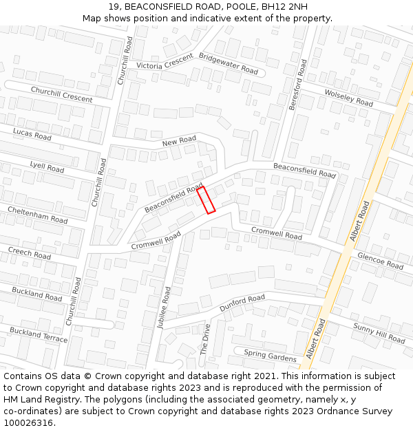 19, BEACONSFIELD ROAD, POOLE, BH12 2NH: Location map and indicative extent of plot