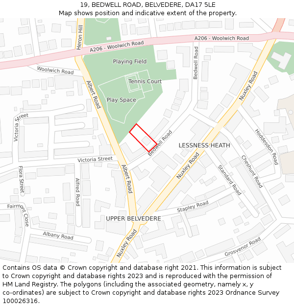 19, BEDWELL ROAD, BELVEDERE, DA17 5LE: Location map and indicative extent of plot