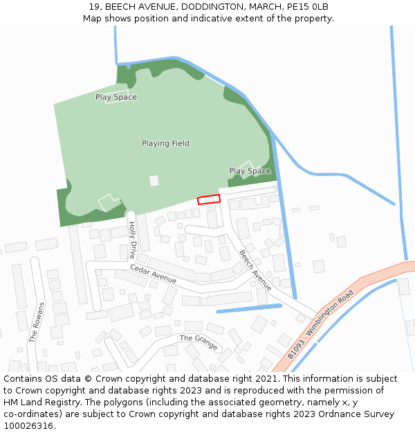 19, BEECH AVENUE, DODDINGTON, MARCH, PE15 0LB: Location map and indicative extent of plot