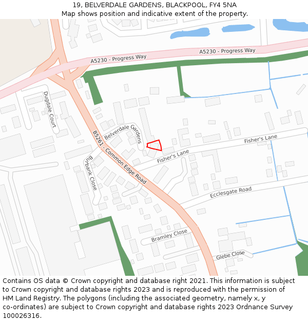 19, BELVERDALE GARDENS, BLACKPOOL, FY4 5NA: Location map and indicative extent of plot