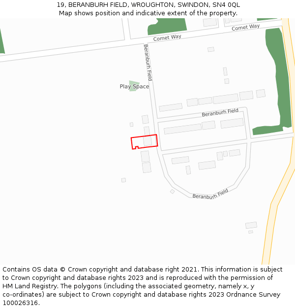 19, BERANBURH FIELD, WROUGHTON, SWINDON, SN4 0QL: Location map and indicative extent of plot