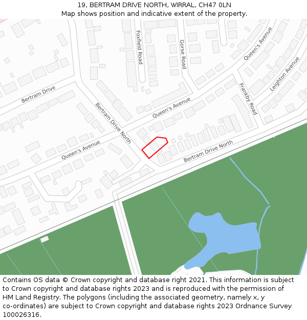 19, BERTRAM DRIVE NORTH, WIRRAL, CH47 0LN: Location map and indicative extent of plot