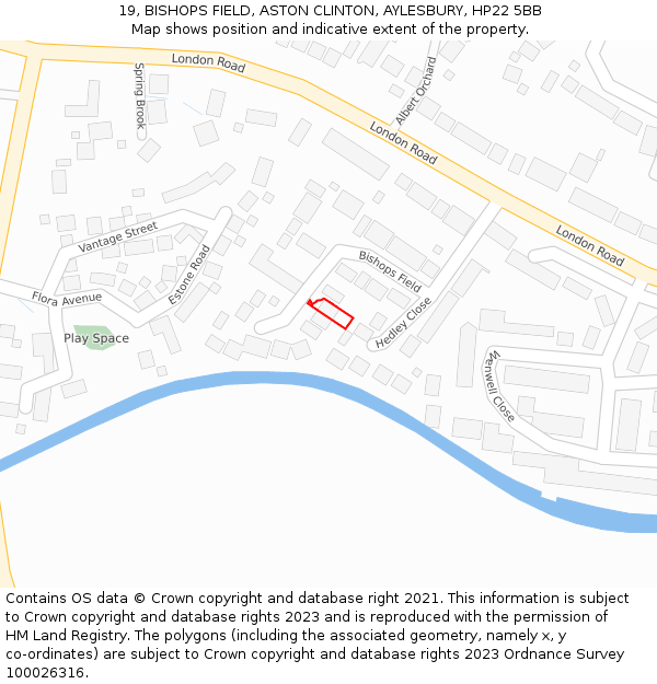 19, BISHOPS FIELD, ASTON CLINTON, AYLESBURY, HP22 5BB: Location map and indicative extent of plot