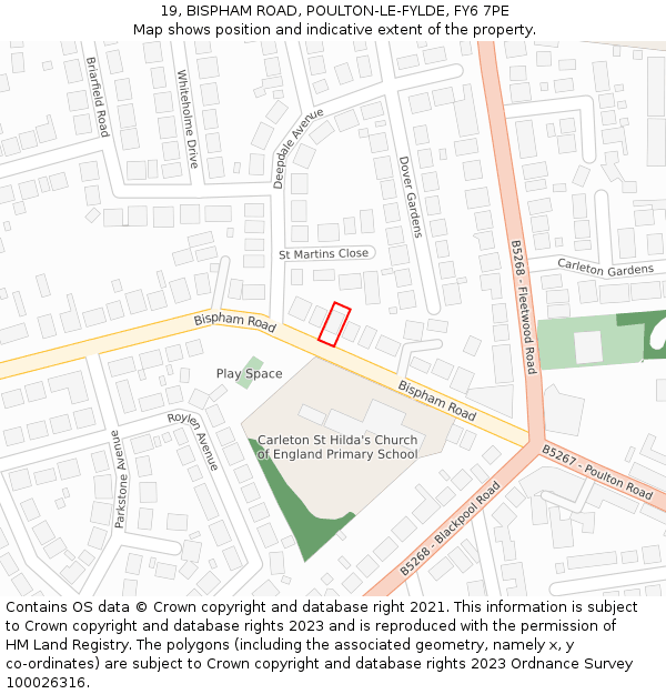 19, BISPHAM ROAD, POULTON-LE-FYLDE, FY6 7PE: Location map and indicative extent of plot