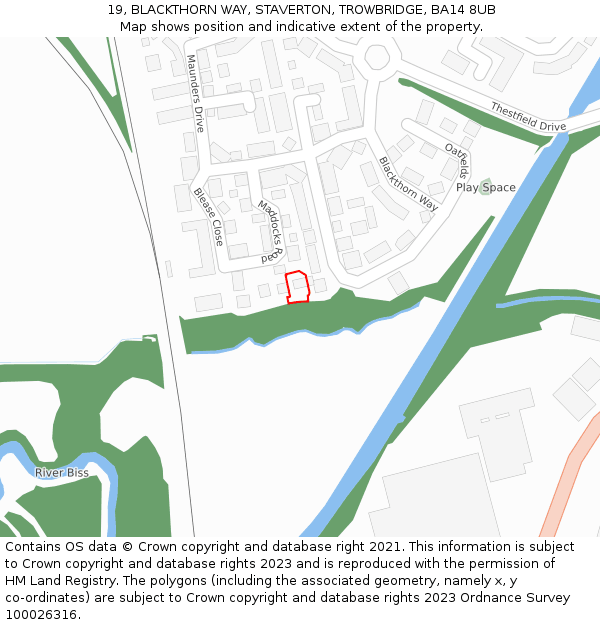 19, BLACKTHORN WAY, STAVERTON, TROWBRIDGE, BA14 8UB: Location map and indicative extent of plot