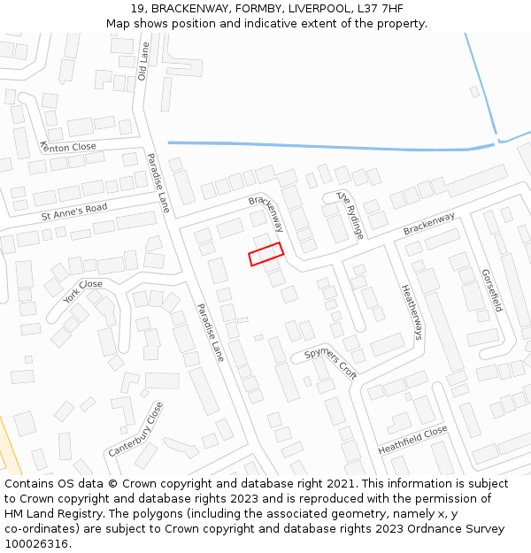 19, BRACKENWAY, FORMBY, LIVERPOOL, L37 7HF: Location map and indicative extent of plot