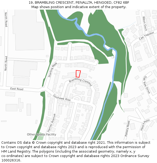 19, BRAMBLING CRESCENT, PENALLTA, HENGOED, CF82 6BF: Location map and indicative extent of plot