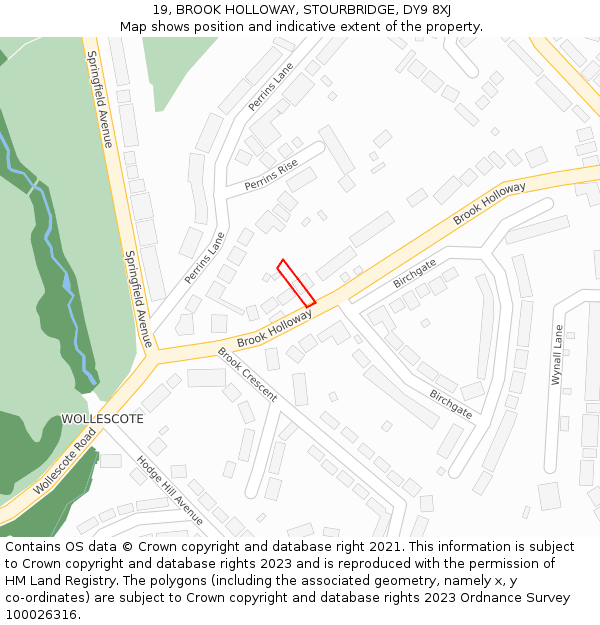 19, BROOK HOLLOWAY, STOURBRIDGE, DY9 8XJ: Location map and indicative extent of plot