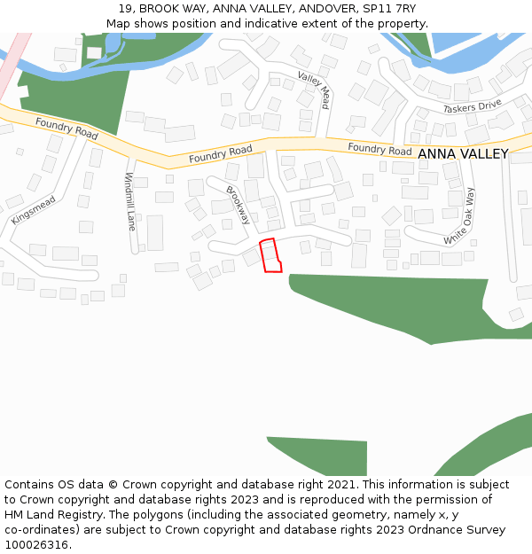 19, BROOK WAY, ANNA VALLEY, ANDOVER, SP11 7RY: Location map and indicative extent of plot