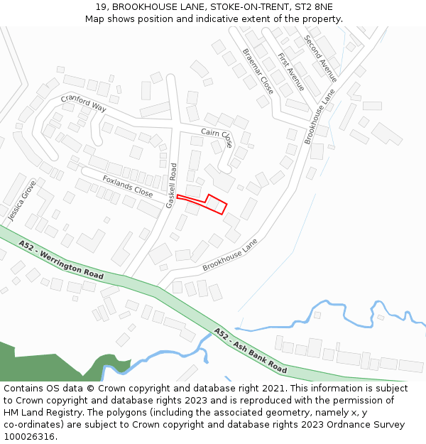 19, BROOKHOUSE LANE, STOKE-ON-TRENT, ST2 8NE: Location map and indicative extent of plot