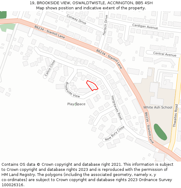 19, BROOKSIDE VIEW, OSWALDTWISTLE, ACCRINGTON, BB5 4SH: Location map and indicative extent of plot