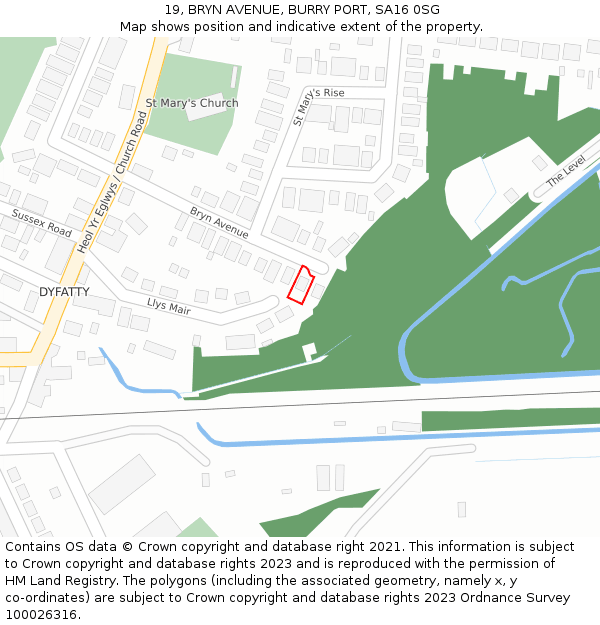 19, BRYN AVENUE, BURRY PORT, SA16 0SG: Location map and indicative extent of plot