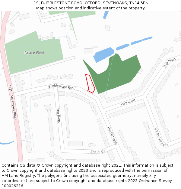 19, BUBBLESTONE ROAD, OTFORD, SEVENOAKS, TN14 5PN: Location map and indicative extent of plot