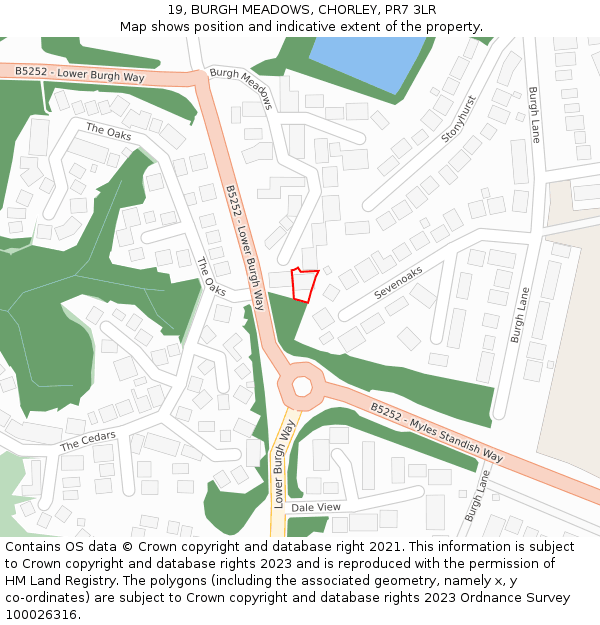 19, BURGH MEADOWS, CHORLEY, PR7 3LR: Location map and indicative extent of plot