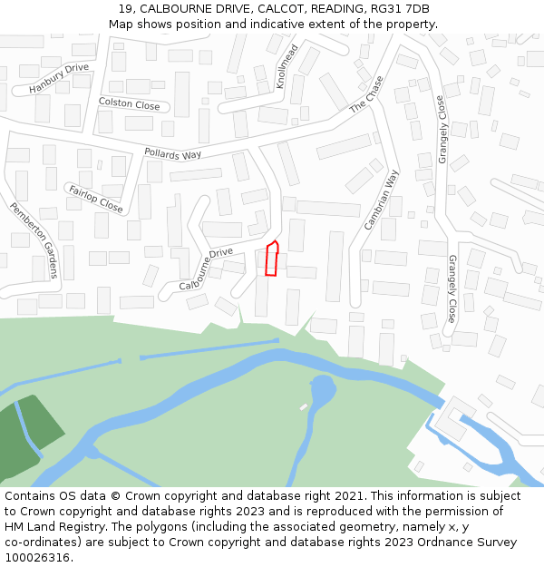 19, CALBOURNE DRIVE, CALCOT, READING, RG31 7DB: Location map and indicative extent of plot