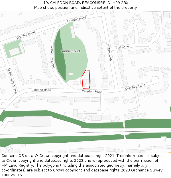 19, CALEDON ROAD, BEACONSFIELD, HP9 2BX: Location map and indicative extent of plot