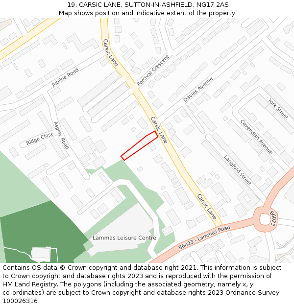 19, CARSIC LANE, SUTTON-IN-ASHFIELD, NG17 2AS: Location map and indicative extent of plot