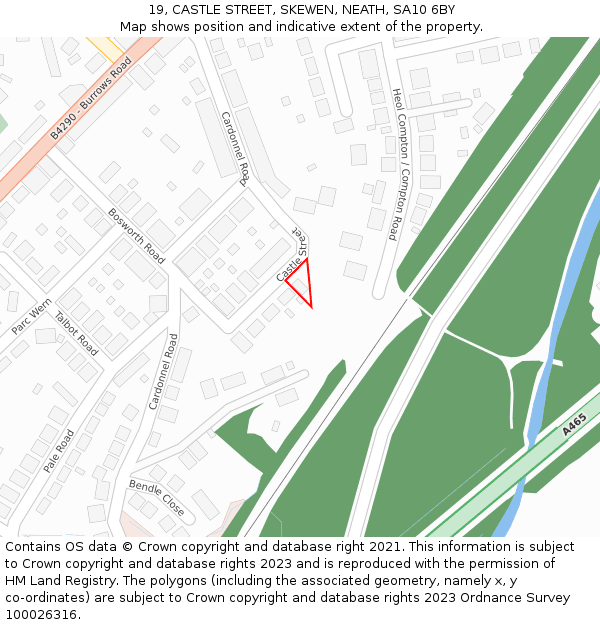 19, CASTLE STREET, SKEWEN, NEATH, SA10 6BY: Location map and indicative extent of plot