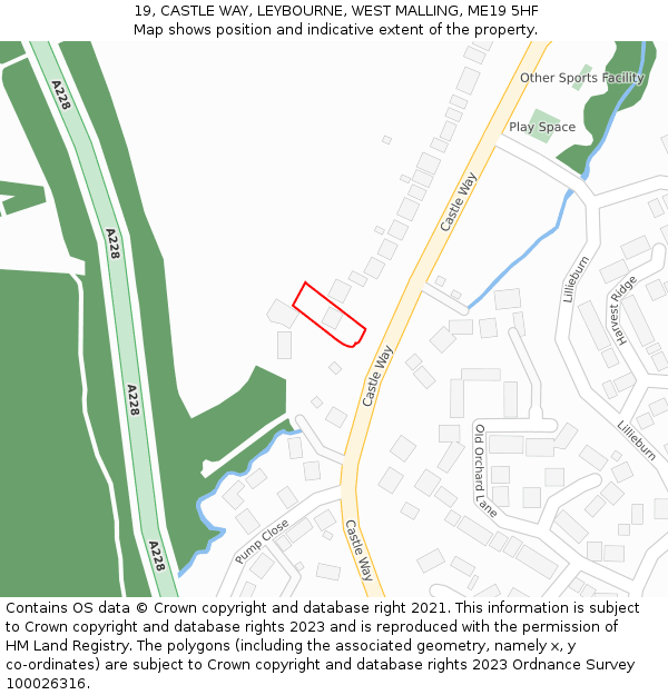 19, CASTLE WAY, LEYBOURNE, WEST MALLING, ME19 5HF: Location map and indicative extent of plot