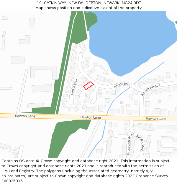 19, CATKIN WAY, NEW BALDERTON, NEWARK, NG24 3DT: Location map and indicative extent of plot