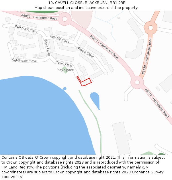 19, CAVELL CLOSE, BLACKBURN, BB1 2RF: Location map and indicative extent of plot