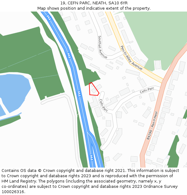 19, CEFN PARC, NEATH, SA10 6YR: Location map and indicative extent of plot