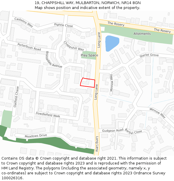 19, CHAPPSHILL WAY, MULBARTON, NORWICH, NR14 8GN: Location map and indicative extent of plot