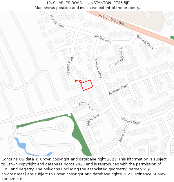 19, CHARLES ROAD, HUNSTANTON, PE36 5JF: Location map and indicative extent of plot