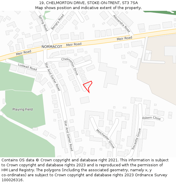 19, CHELMORTON DRIVE, STOKE-ON-TRENT, ST3 7SA: Location map and indicative extent of plot