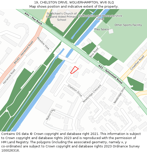 19, CHELSTON DRIVE, WOLVERHAMPTON, WV6 0LQ: Location map and indicative extent of plot