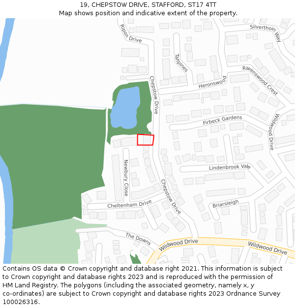 19, CHEPSTOW DRIVE, STAFFORD, ST17 4TT: Location map and indicative extent of plot