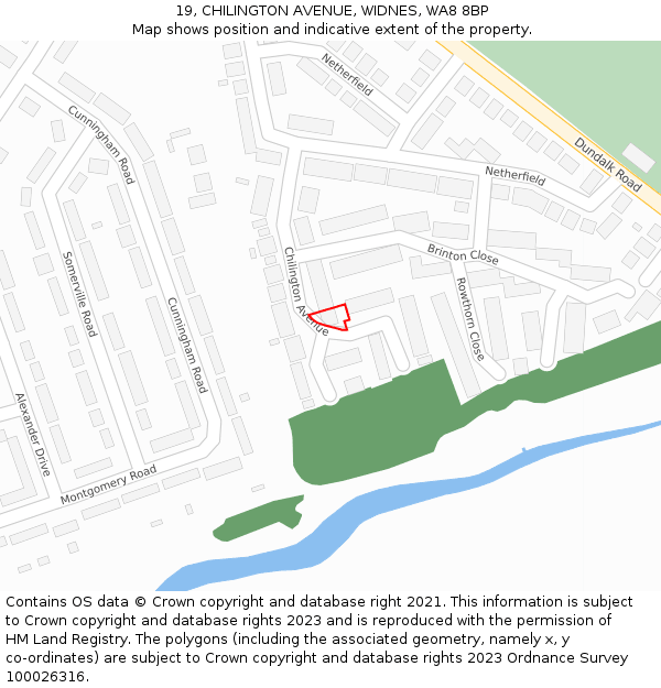 19, CHILINGTON AVENUE, WIDNES, WA8 8BP: Location map and indicative extent of plot