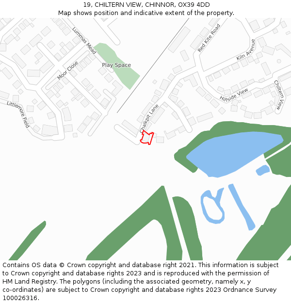 19, CHILTERN VIEW, CHINNOR, OX39 4DD: Location map and indicative extent of plot