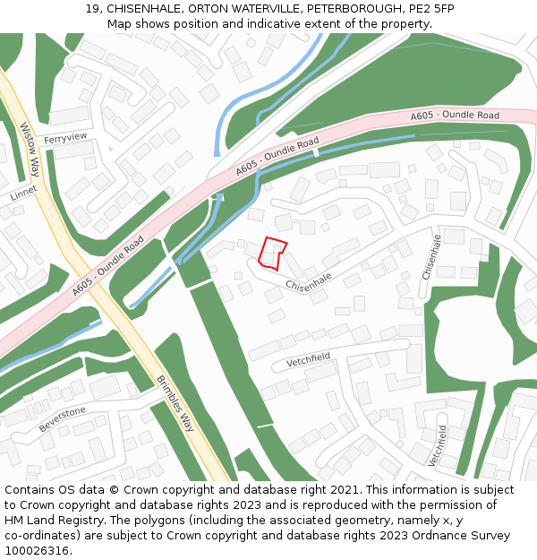 19, CHISENHALE, ORTON WATERVILLE, PETERBOROUGH, PE2 5FP: Location map and indicative extent of plot