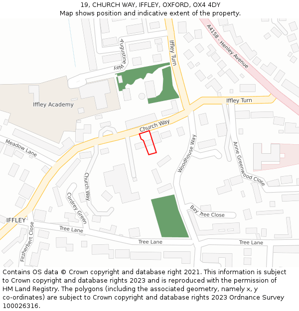 19, CHURCH WAY, IFFLEY, OXFORD, OX4 4DY: Location map and indicative extent of plot