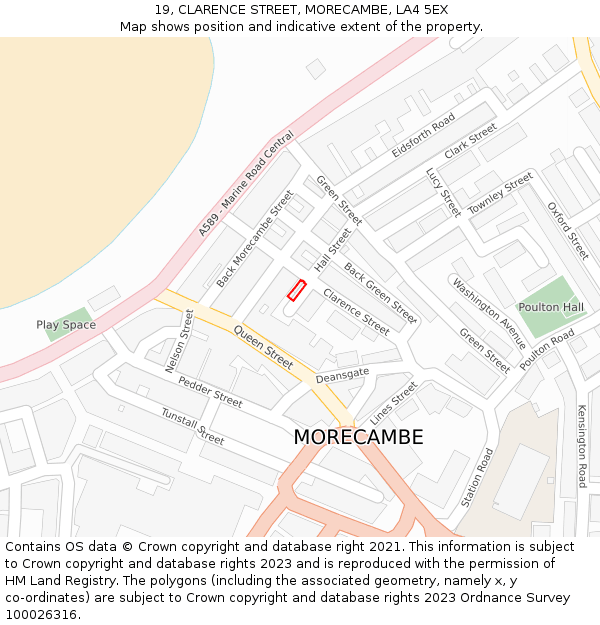 19, CLARENCE STREET, MORECAMBE, LA4 5EX: Location map and indicative extent of plot