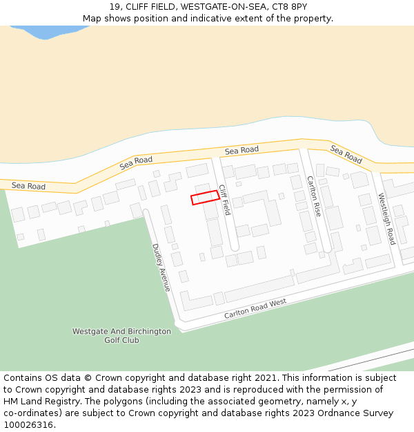 19, CLIFF FIELD, WESTGATE-ON-SEA, CT8 8PY: Location map and indicative extent of plot