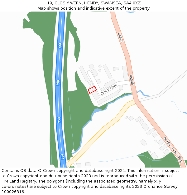 19, CLOS Y WERN, HENDY, SWANSEA, SA4 0XZ: Location map and indicative extent of plot