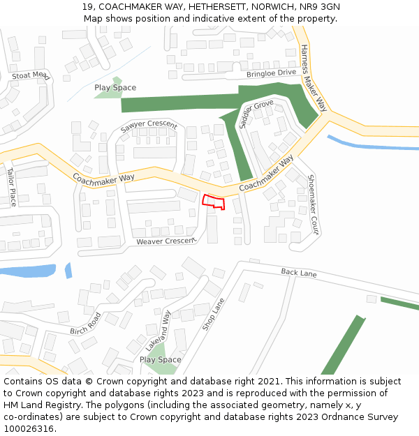 19, COACHMAKER WAY, HETHERSETT, NORWICH, NR9 3GN: Location map and indicative extent of plot