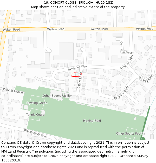 19, COHORT CLOSE, BROUGH, HU15 1SZ: Location map and indicative extent of plot