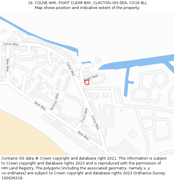 19, COLNE WAY, POINT CLEAR BAY, CLACTON-ON-SEA, CO16 8LL: Location map and indicative extent of plot