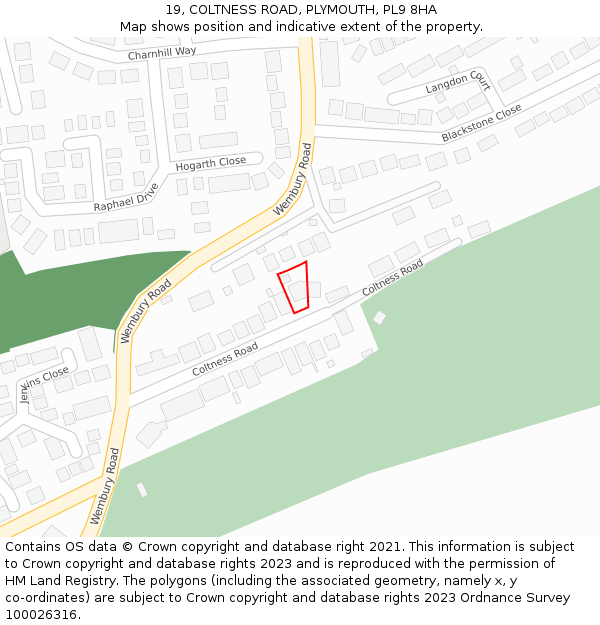 19, COLTNESS ROAD, PLYMOUTH, PL9 8HA: Location map and indicative extent of plot