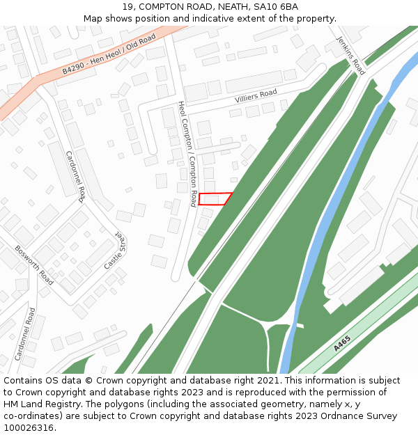 19, COMPTON ROAD, NEATH, SA10 6BA: Location map and indicative extent of plot
